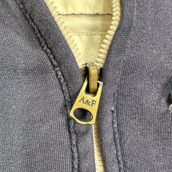 Vintage Y2K Abercrombie & Fitch Muscle Zip Up Navy Hoodie Men's Size Medium - Picture 3 of 9